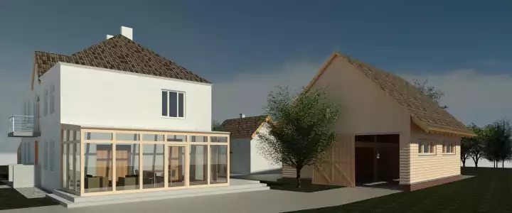 Garage als Teil der Landschaft in Groß Köris