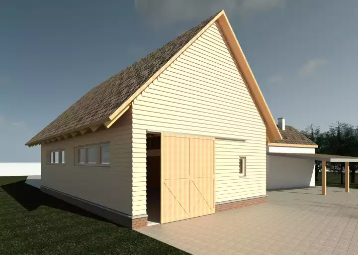 Garage als Teil der Landschaft in Groß Köris