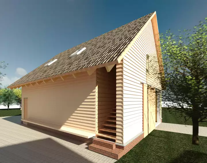 Garage als Teil der Landschaft in Groß Köris